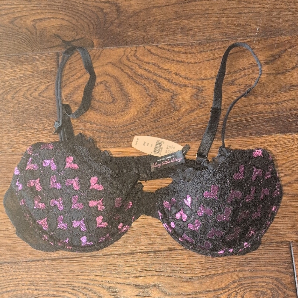 Betsey Johnson Purple and Black Lace Bra with Underwire